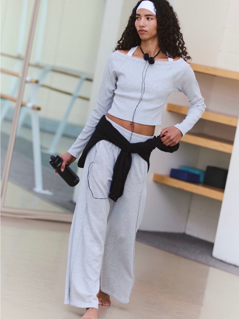 FP Movement Go To Long Sleeve set in Light Gray